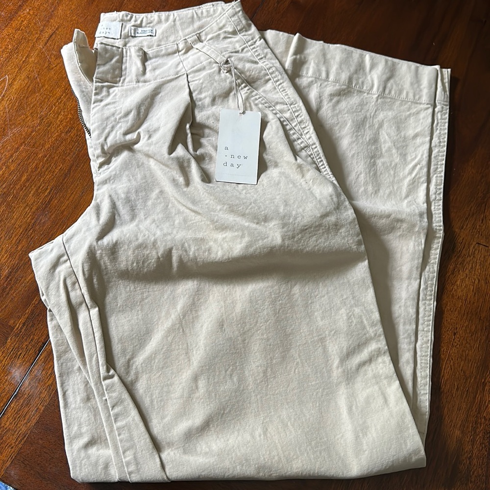 NWT- A New Day - women’s high rise khakis, pleated, wide leg